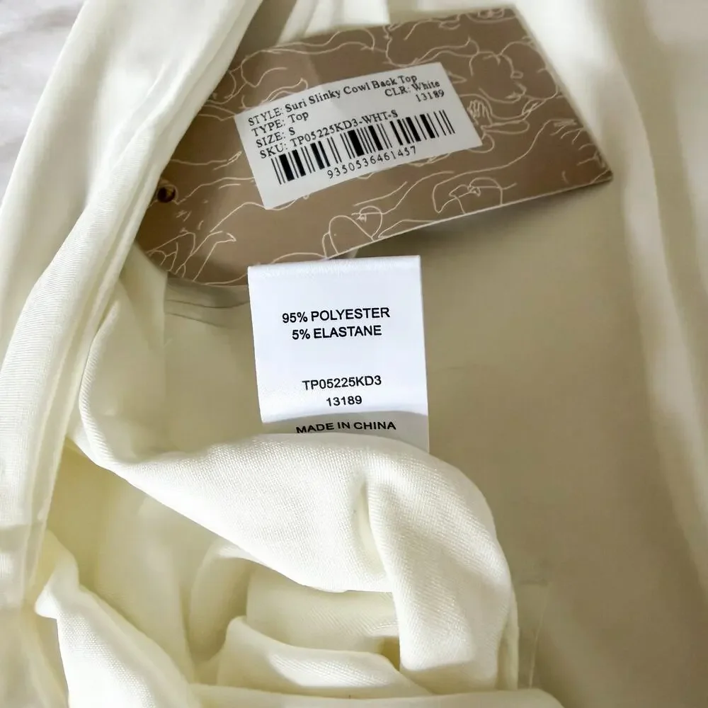 NWT Meshki Suri Slinky Cowl Back Top White Sleeveless Tank Women’s Size Small - Picture 7 of 7